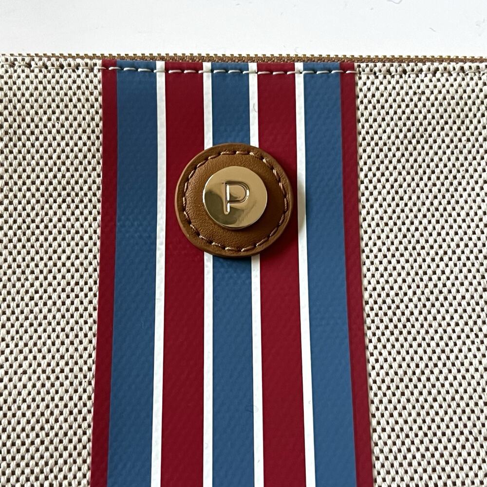 Paravel Cabana Pouch Travel Clutch Large Paloma Striped Zip Top Canvas Italy NEW - Picture 2 of 6